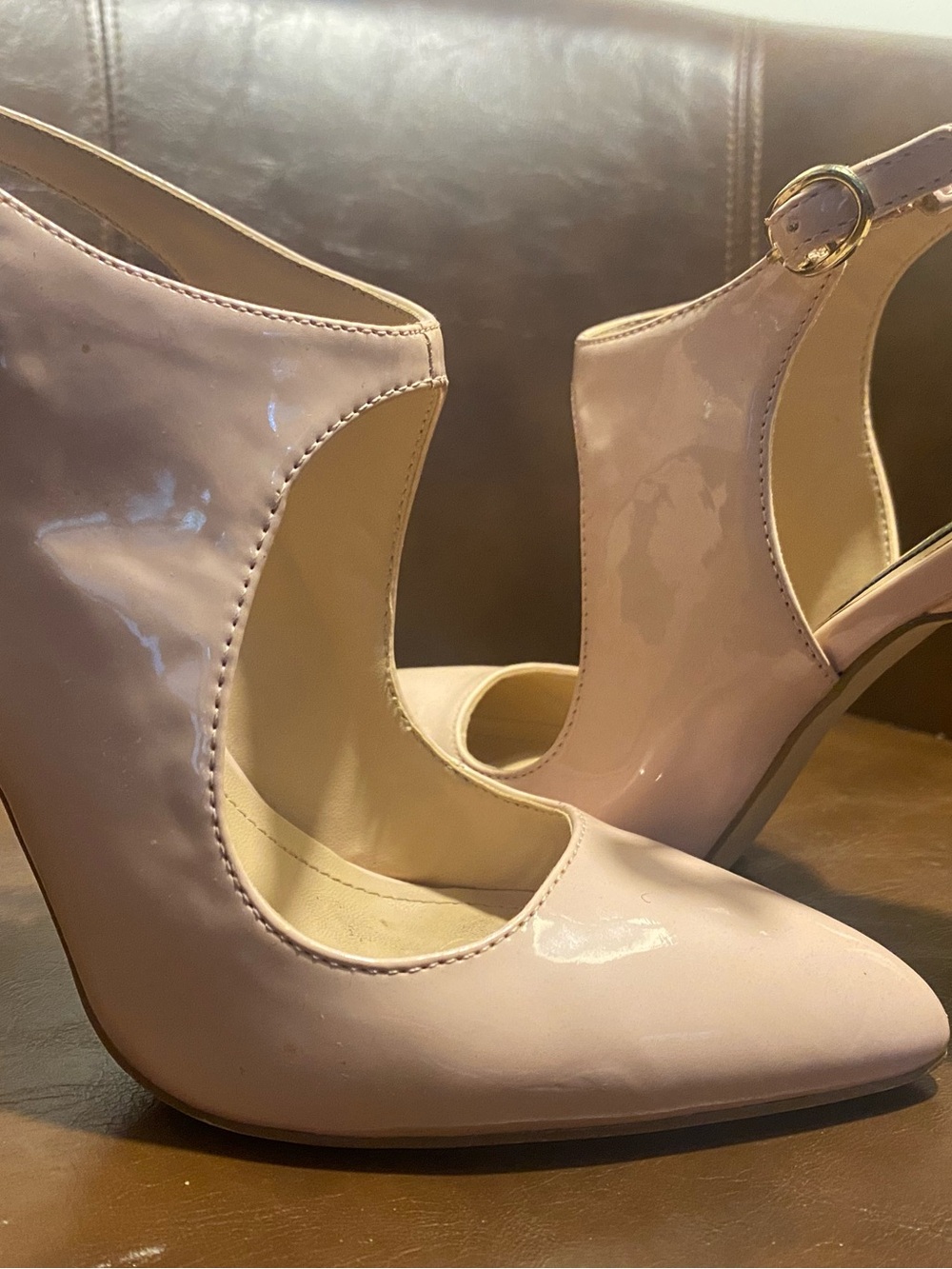 Steven By Steve Madden Blush Patent Cutout Ankle-Strap Heels